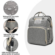 PracticalElegance Diaper Backpack Bag with Foldable Crib