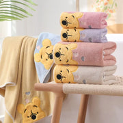 Winnie Bear Soft & Absorbent Coral Velvet Bath Towel Set