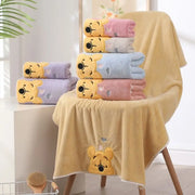 Winnie Bear Soft & Absorbent Coral Velvet Bath Towel Set